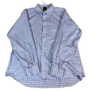Eagle‎ Shirtmakers Mens XXL 18.5 36/37 Blue Purple Plaid Non-Iron Dress Shirt